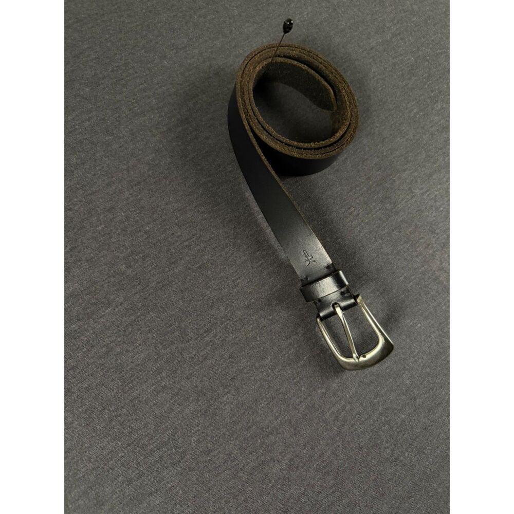 Frye Black Leather Belt Silver Buckle Classic Western Casual 44" Long - Picture 4 of 12